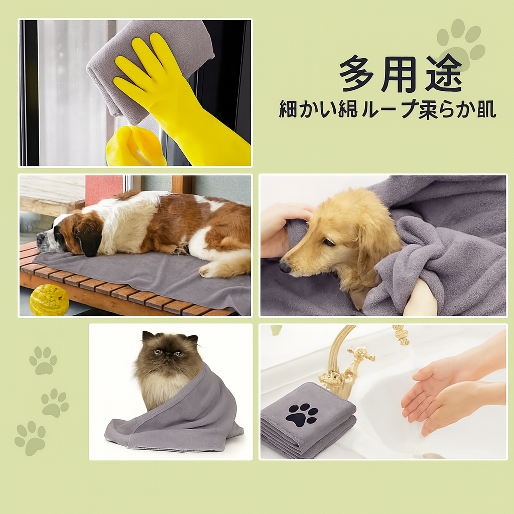 🐾 PetDry Towel™ タオル  – 超吸水でふんわり柔らか